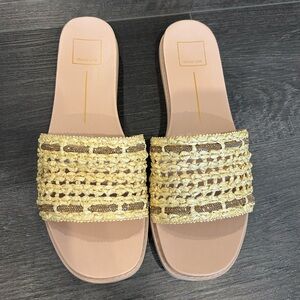 Dolce Vita Gwenn Raffia Slip On Slide Sandals